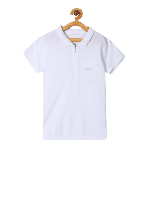 

Cherokee Girls White Solid Polo Collar Pure Cotton T-shirt