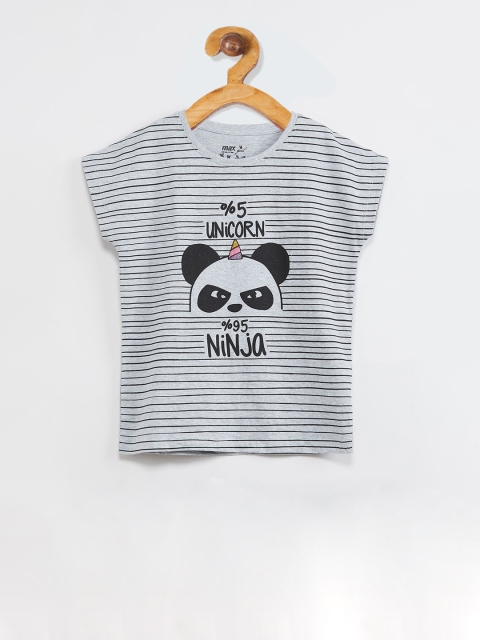 

max Girls Grey & Black Striped Top