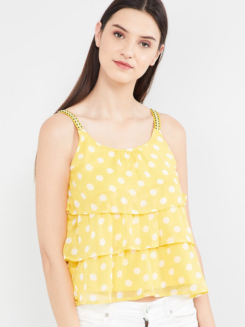 

max Women Yellow Printed Tank Top