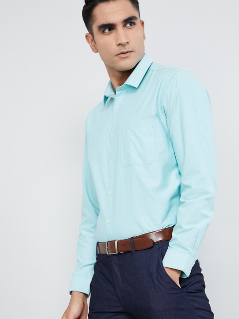 

max Men Green Slim Fit Solid Formal Shirt