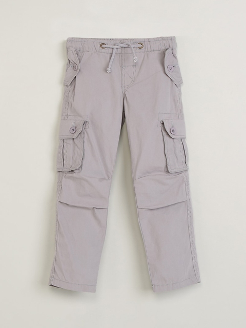 

max Boys Grey Solid Cargos