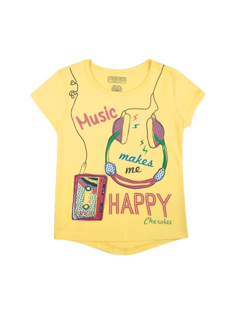 

Cherokee Girls Yellow Printed Round Neck T-shirt