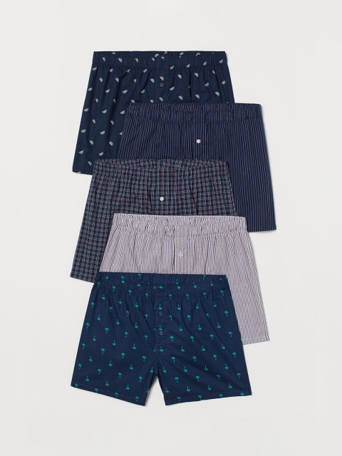 

H&M Men 5-Pack Woven Boxer Shorts, Navy blue