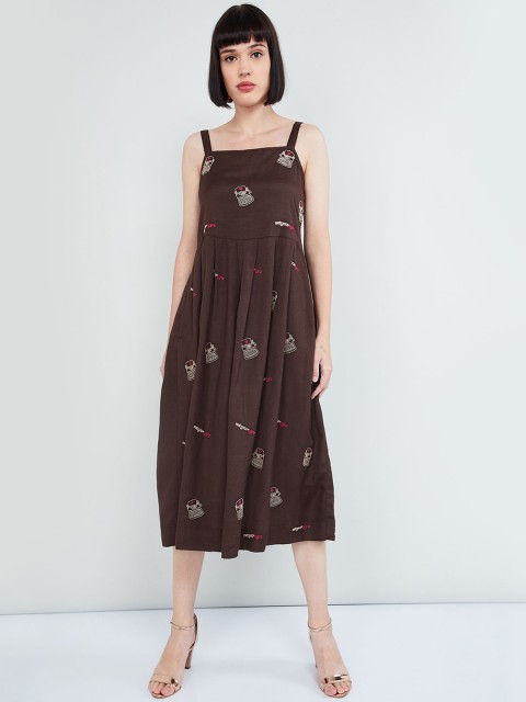 

max Women Brown Printed Fit & Flare Dress
