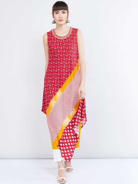 

max Women Red Printed Straight Kurta
