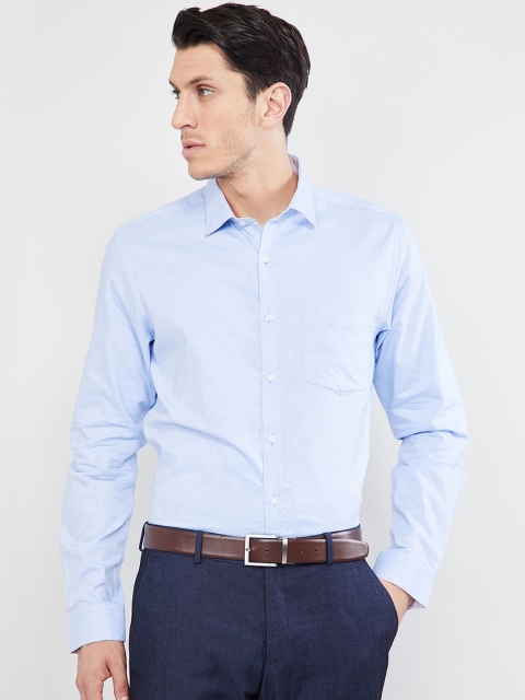 

max Men Blue Slim Fit Solid Casual Shirt