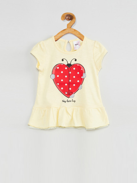 

max Girls Yellow & Red Printed A-Line Top