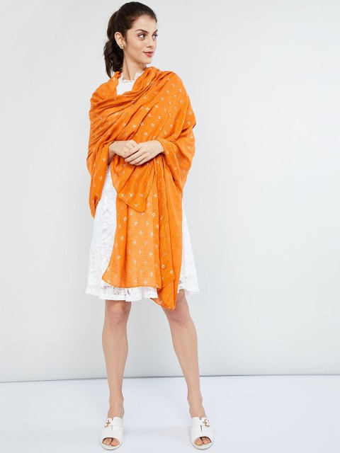 

max Women Orange Printed Scarf