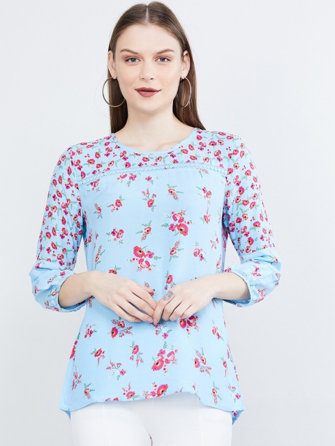 

max Women Blue Printed Top