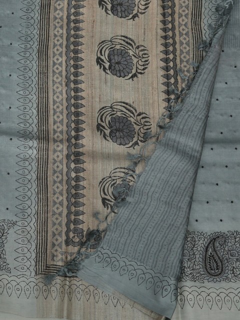 

Pothys Grey Woven Design Jute Silk Saree