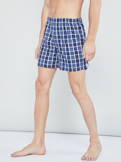 

max Men Blue & White Checked Boxers VKMSU19BX04BLUE