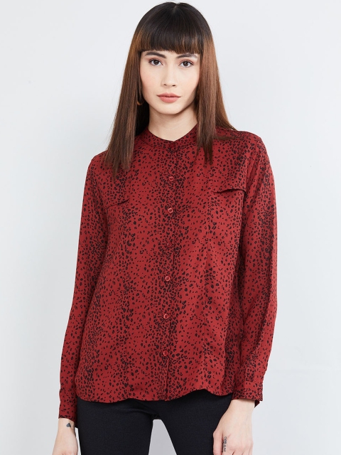 

max Women Red & Black Animal Printed Shirt Style Top