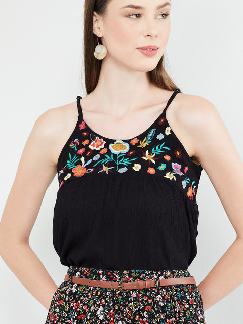 

max Women Black Printed A-Line Top
