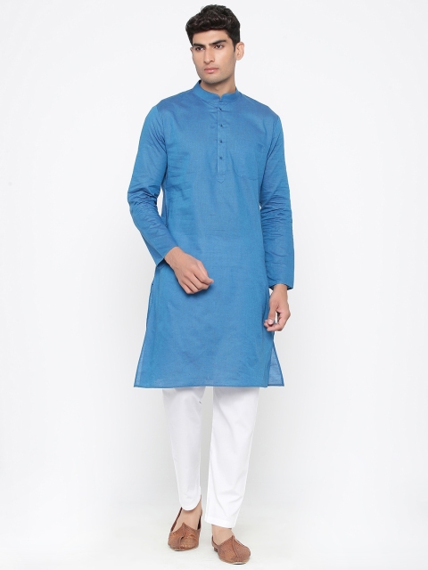

Tistabene Men Blue & White Solid Kurta with Pyjamas