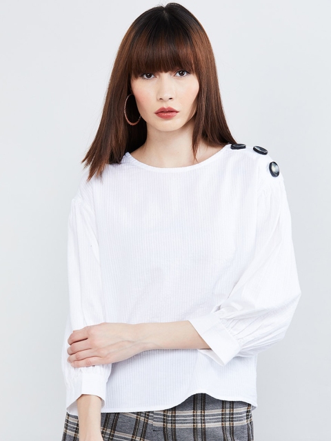 

max Women White Striped Top