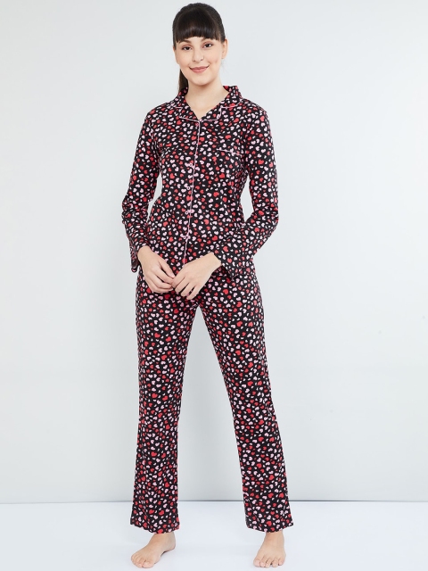 max Women Black Printed Night suit