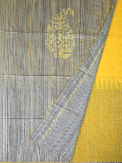 

Pothys Yellow & Grey Jute Silk Woven Design Saree