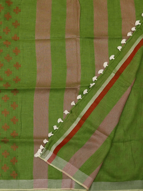 

Pothys Green Woven Design Pure Linen Saree