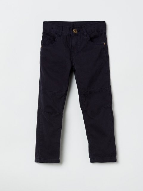 

max Boys Navy Blue Solid Regular Trousers