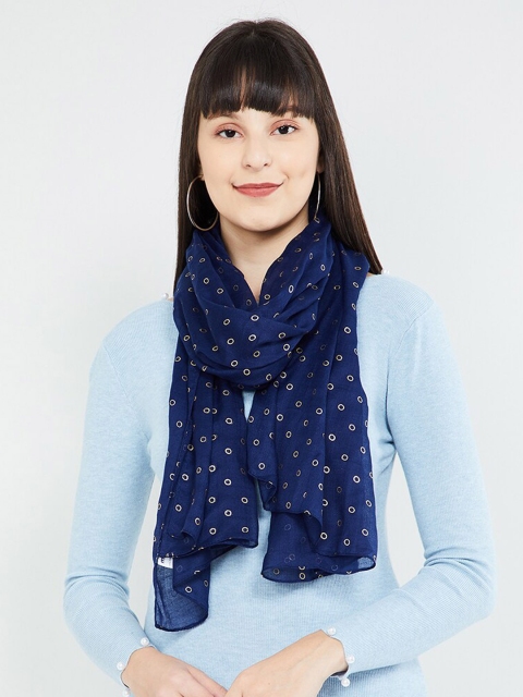 

max Women Navy Blue Printed Scarf