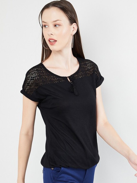 

max Women Black Self Design Top