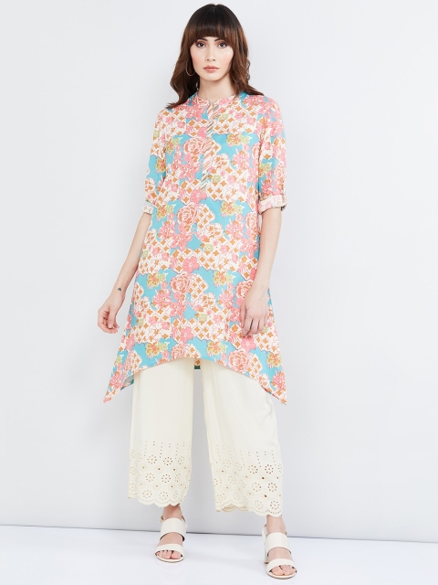

max Women Multicoloured Floral Print Asymmetric Straight Kurta, Multi