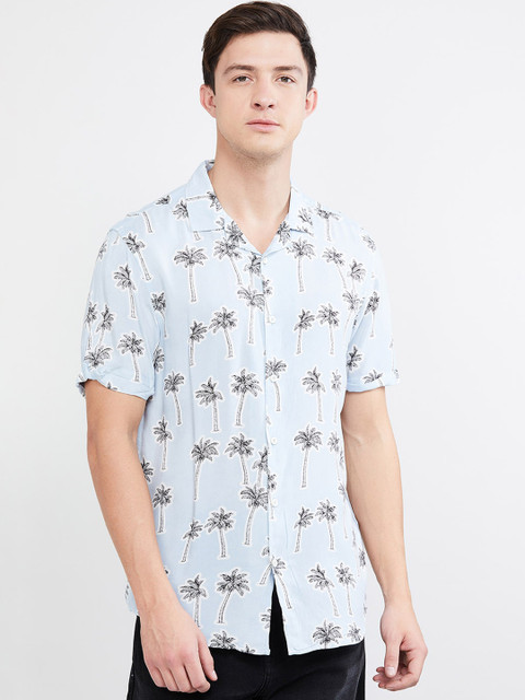 

max Men Blue Slim Fit Printed Casual Shirt