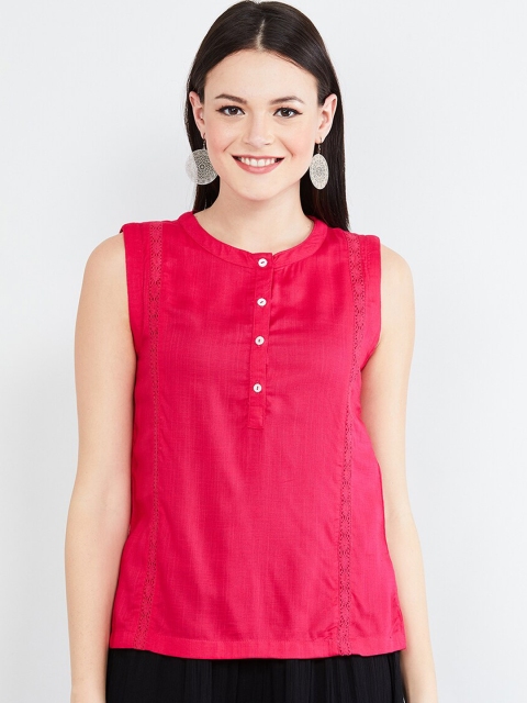 

max Women Pink Solid Top