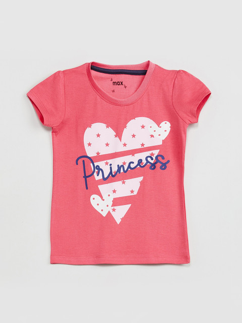 

max Girls Coral Red Printed Top
