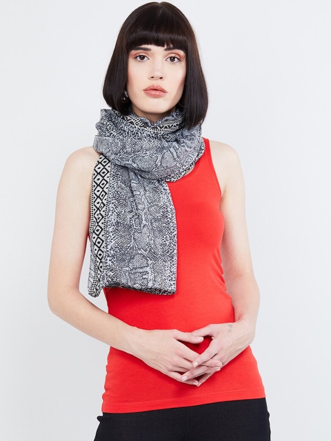 max Women Black & White Printed Scarf