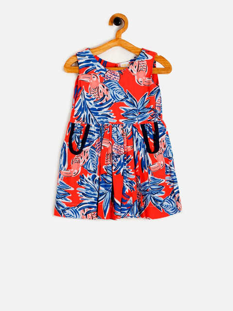 

Aomi Girls Coral Printed Fit and Flare Dress
