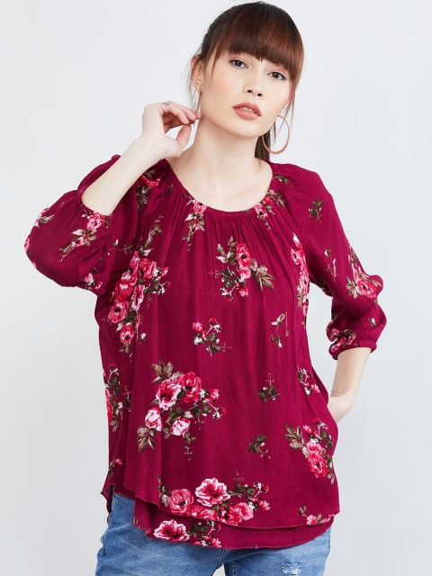 

max Women Maroon Printed Top