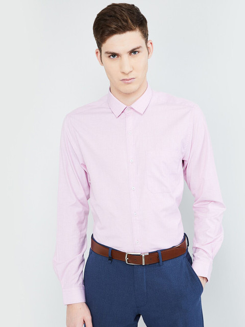

max Men Pink Regular Fit Solid Formal Shirt
