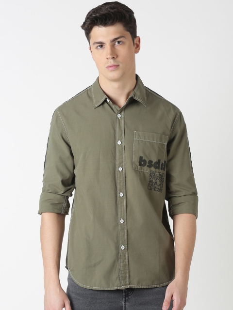 

Blue Saint Men Olive Green Slim Fit Solid Casual Shirt