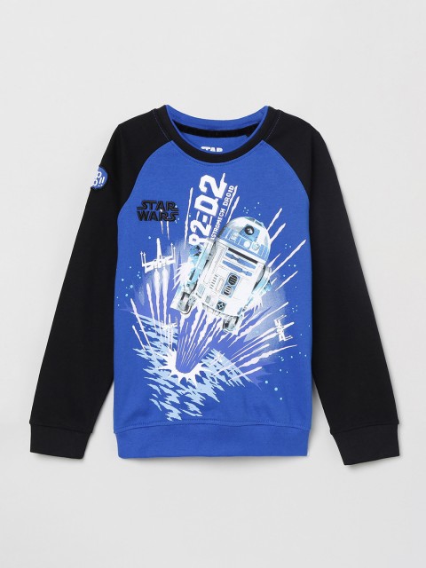 

max Boys Blue & Black Printed Sweatshirt