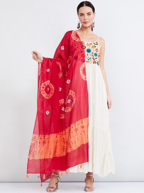 

max Fuchsia Pink & Yellow Printed Cotton Dupatta