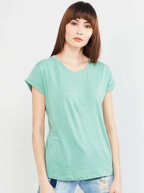 

max Women Green Solid Top