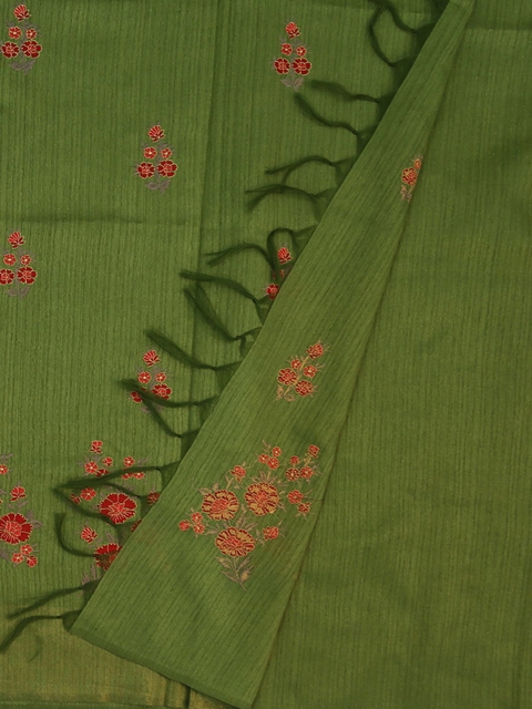 

Pothys Green Woven Design Pure Linen Saree