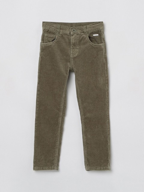 

max Boys Olive Green Regular Fit Solid Regular Trousers