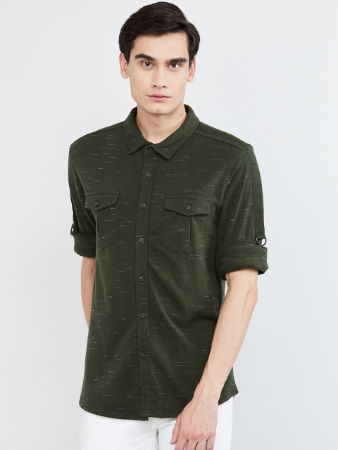 

max Men Green Regular Fit Faded Casual Shirt