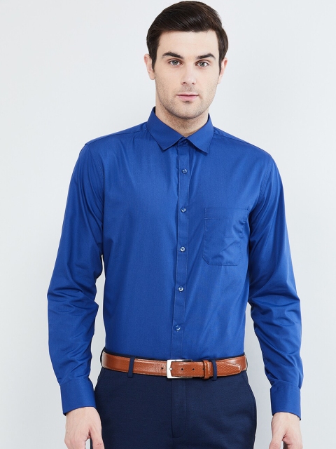 max Men Blue Slim Fit Solid Formal Shirt