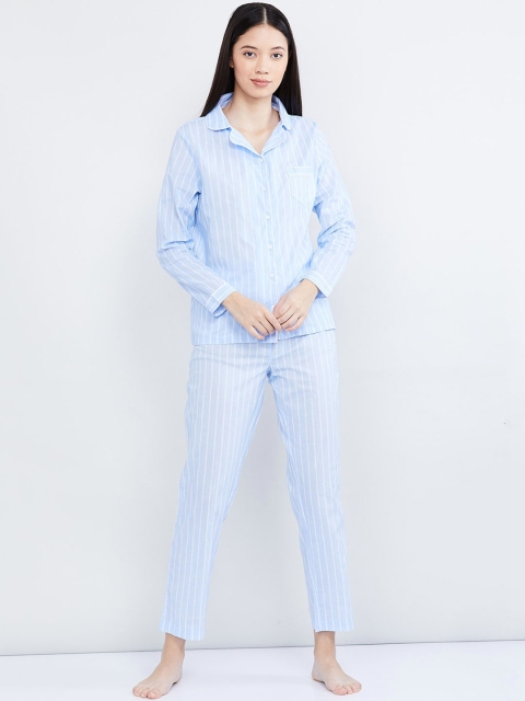 

max Women Blue Striped Night suit
