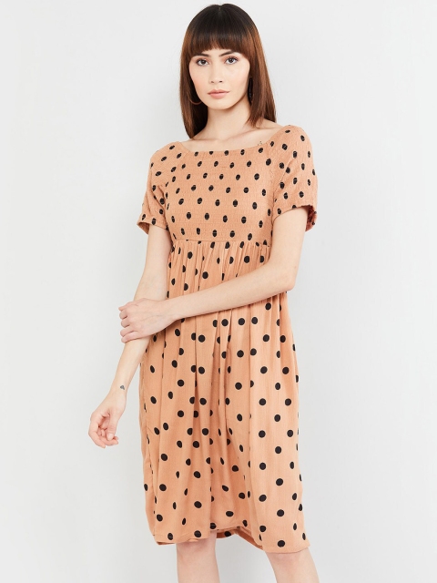 

max Women Brown Printed Fit and Flare Dress