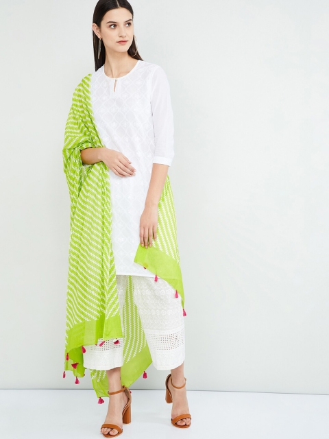 

max Lime Green Striped Dupatta