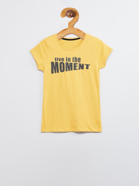 max Girls Yellow & Black Printed Top
