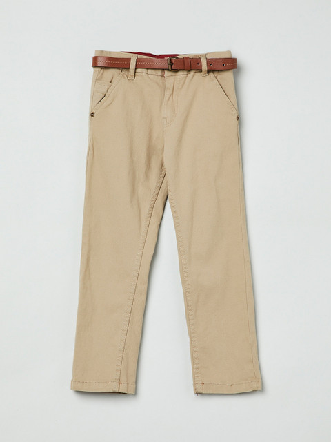 

max Boys Beige Regular Fit Solid Chinos
