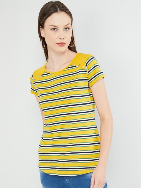 

max Women Yellow Striped Blouson Top