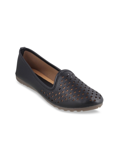 

WALKWAY Women Black Laser Cut Ballerinas