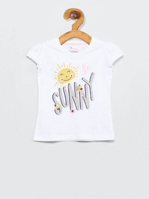 

max Girls White & Grey Printed Top