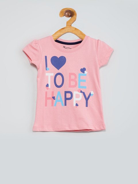 

max Girls Pink & Blue Printed Cap Sleeves Top